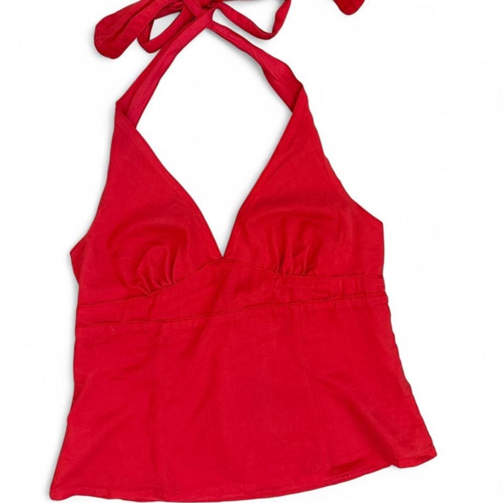 Y2K Cotton Cherry Red Medium Halter Top Old Navy